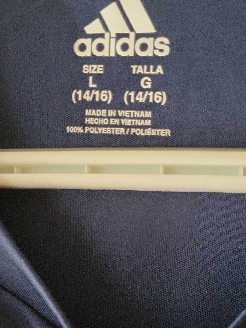 adidas Navy Long Sleeve Tee with Neon Green Logo - Picture 2 of 5